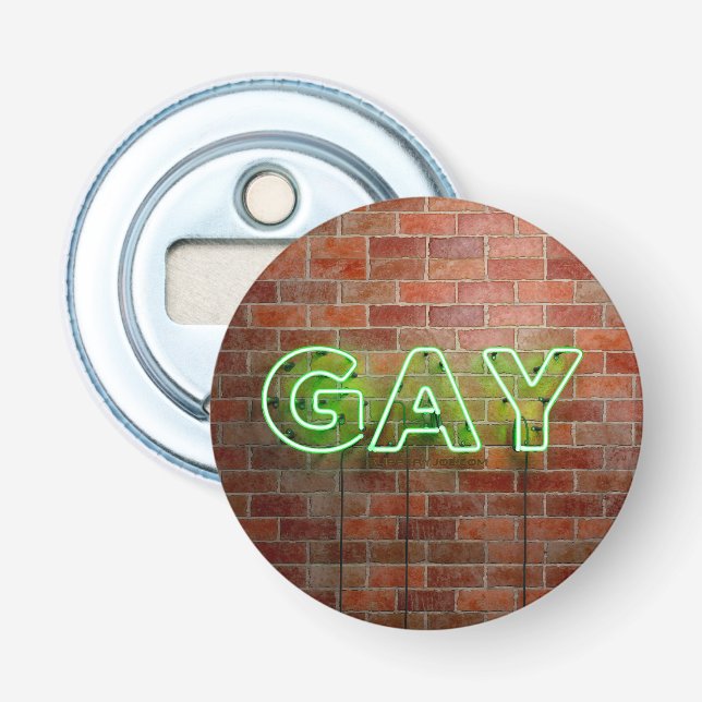 SlipperyJoe illuminated gay neon sign bright vivid Bottle Opener (Front)