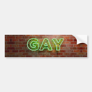 SlipperyJoe illuminated gay neon sign bright vivid Bumper Sticker