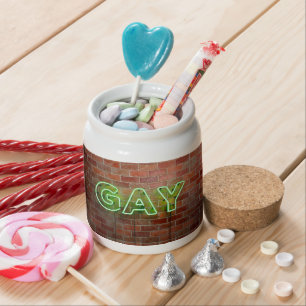 SlipperyJoe illuminated gay neon sign bright vivid Candy Jar