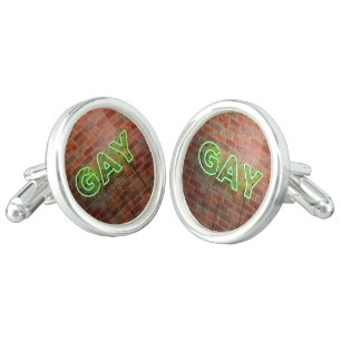 SlipperyJoe illuminated gay neon sign bright vivid Cufflinks