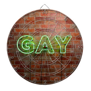 SlipperyJoe illuminated gay neon sign bright vivid Dart Board