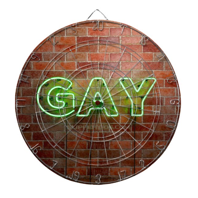 SlipperyJoe illuminated gay neon sign bright vivid Dart Board (Front)