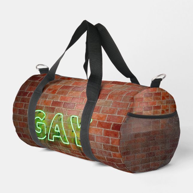 SlipperyJoe illuminated gay neon sign bright vivid Duffle Bag (Right Corner)