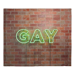 SlipperyJoe illuminated gay neon sign bright vivid Duvet Cover