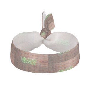 SlipperyJoe illuminated gay neon sign bright vivid Elastic Hair Tie