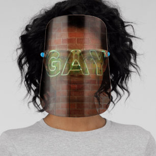 SlipperyJoe illuminated gay neon sign bright vivid Face Shield