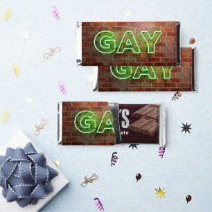 SlipperyJoe illuminated gay neon sign bright vivid Hershey Bar Favors