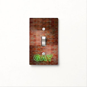 SlipperyJoe illuminated gay neon sign bright vivid Light Switch Cover