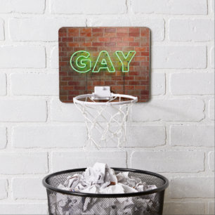 SlipperyJoe illuminated gay neon sign bright vivid Mini Basketball Hoop