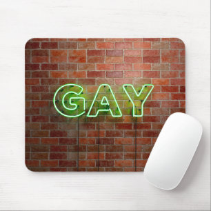 SlipperyJoe illuminated gay neon sign bright vivid Mouse Pad