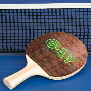 SlipperyJoe illuminated gay neon sign bright vivid Ping Pong Paddle