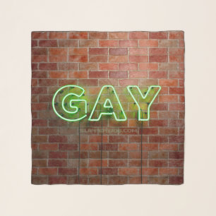 SlipperyJoe illuminated gay neon sign bright vivid Scarf