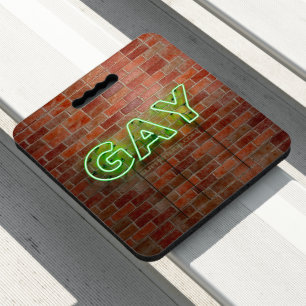 SlipperyJoe illuminated gay neon sign bright vivid Seat Cushion