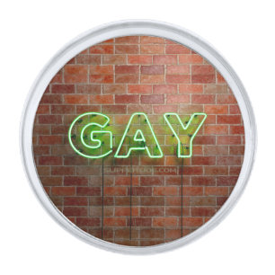 SlipperyJoe illuminated gay neon sign bright vivid Silver Finish Lapel Pin