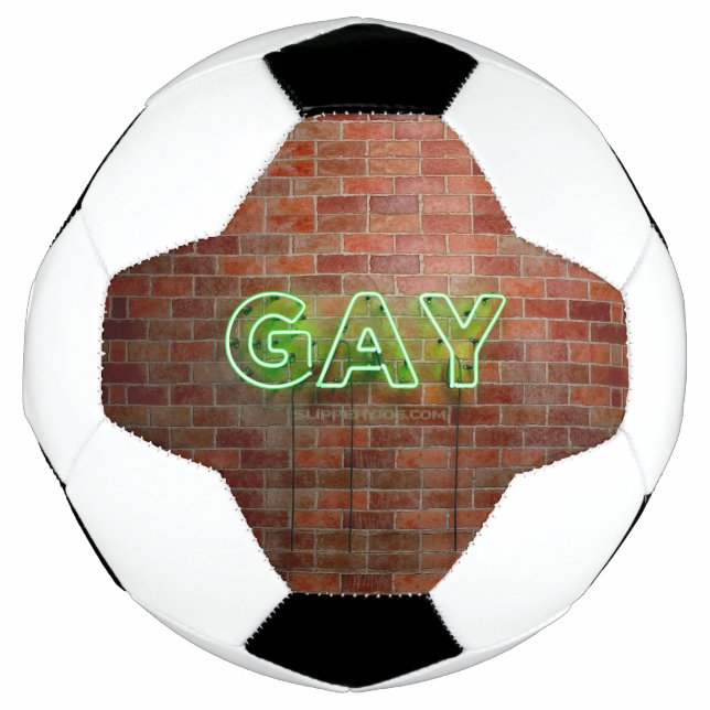 SlipperyJoe illuminated gay neon sign bright vivid Soccer Ball (Front)