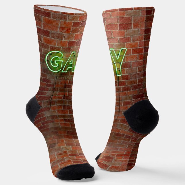 SlipperyJoe illuminated gay neon sign bright vivid Socks (Angled)