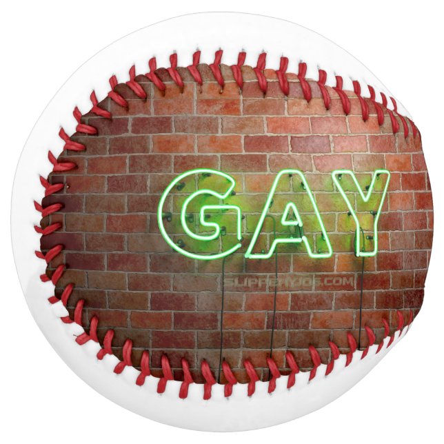 SlipperyJoe illuminated gay neon sign bright vivid Softball (Front Left)