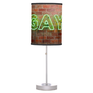 SlipperyJoe illuminated gay neon sign bright vivid Table Lamp