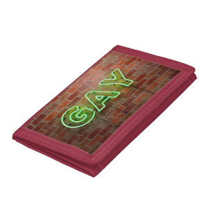 SlipperyJoe illuminated gay neon sign bright vivid Tri-fold Wallet