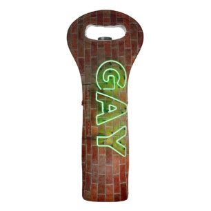 SlipperyJoe illuminated gay neon sign bright vivid Wine Bag
