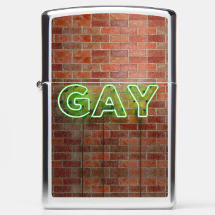 SlipperyJoe illuminated gay neon sign bright vivid Zippo Lighter