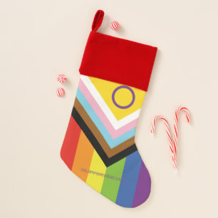 SlipperyJoe Intersex Progress Pride Flag rainbow s Christmas Stocking