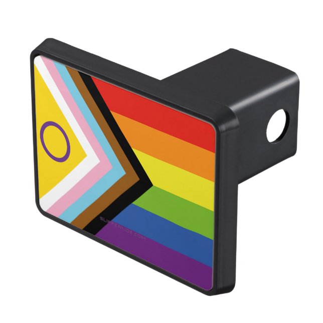 SlipperyJoe Intersex Progress Pride Flag rainbow s Hitch Cover (Top Right)