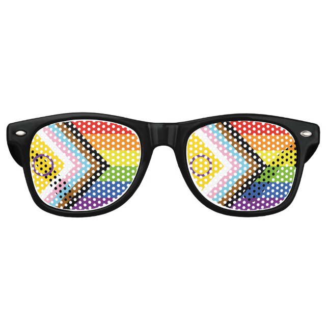 SlipperyJoe Intersex Progress Pride Flag rainbow s Retro Sunglasses (Front)