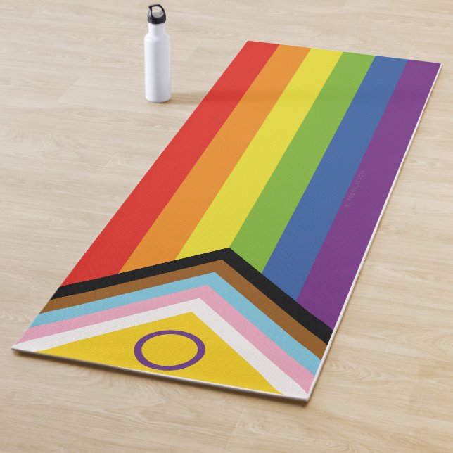 SlipperyJoe Intersex Progress Pride Flag rainbow s Yoga Mat (In Situ)