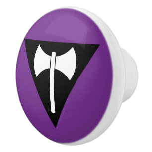 SlipperyJoe lesbian pride flag powerful gay femini Ceramic Knob