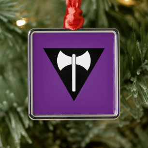 SlipperyJoe lesbian pride flag powerful gay femini Metal Ornament