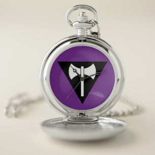 SlipperyJoe lesbian pride flag powerful gay femini Pocket Watch