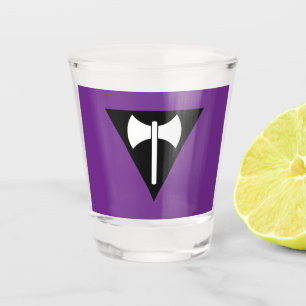 SlipperyJoe lesbian pride flag powerful gay femini Shot Glass