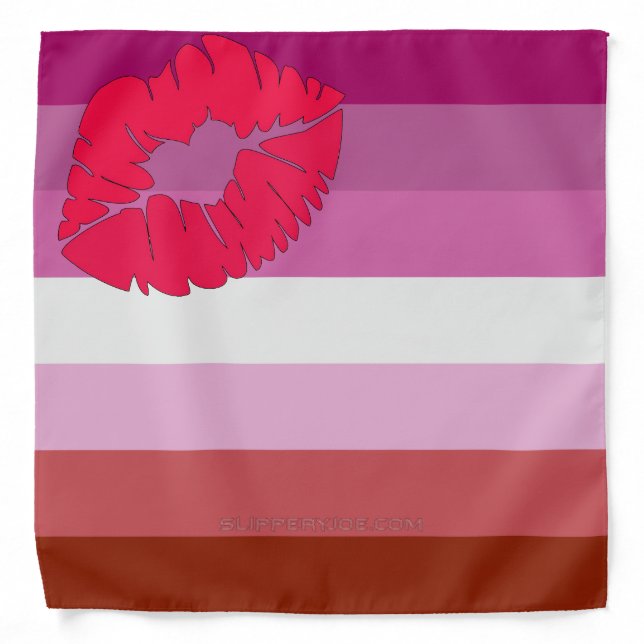 SlipperyJoe lipstick lesbian pride flag feminine c Bandana (Front)