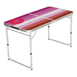 SlipperyJoe lipstick lesbian pride flag feminine c Beer Pong Table