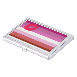 SlipperyJoe lipstick lesbian pride flag feminine c Business Card Case
