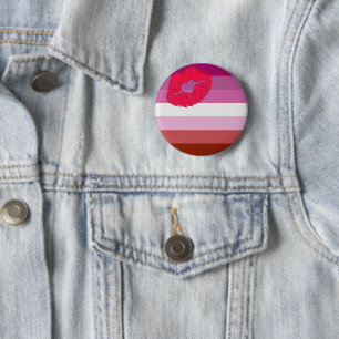 SlipperyJoe lipstick lesbian pride flag feminine c Button