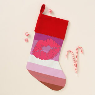 SlipperyJoe lipstick lesbian pride flag feminine c Christmas Stocking