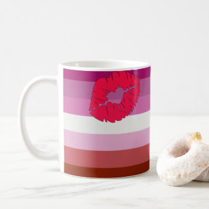 SlipperyJoe lipstick lesbian pride flag feminine c Coffee Mug