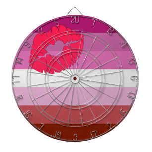 SlipperyJoe lipstick lesbian pride flag feminine c Dart Board