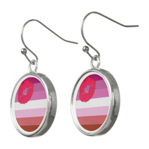 SlipperyJoe lipstick lesbian pride flag feminine c Earrings
