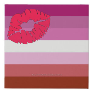 SlipperyJoe lipstick lesbian pride flag feminine c Faux Canvas Print