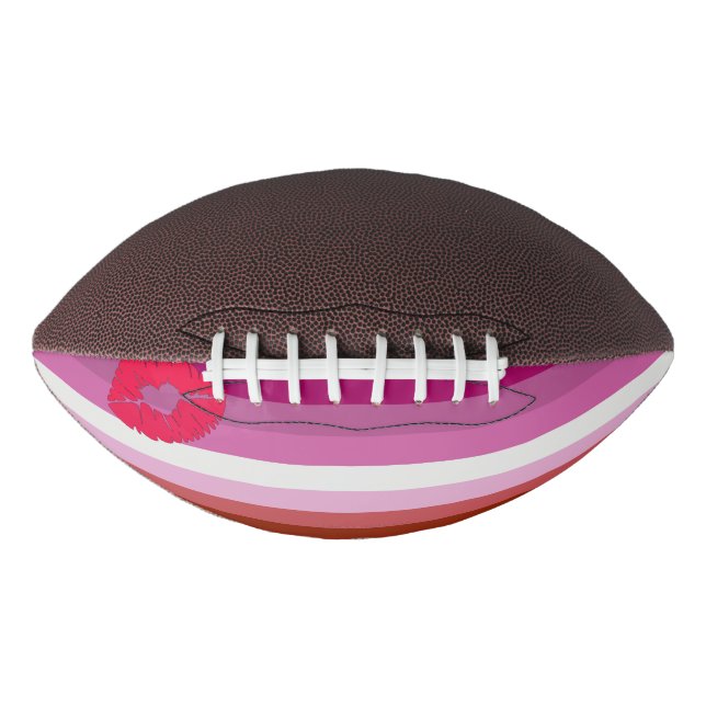 SlipperyJoe lipstick lesbian pride flag feminine c Football (Front)