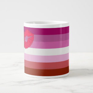 SlipperyJoe lipstick lesbian pride flag feminine c Giant Coffee Mug