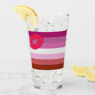 SlipperyJoe lipstick lesbian pride flag feminine c Glass