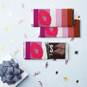 SlipperyJoe lipstick lesbian pride flag feminine c Hershey Bar Favors