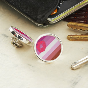 SlipperyJoe lipstick lesbian pride flag feminine c Lapel Pin