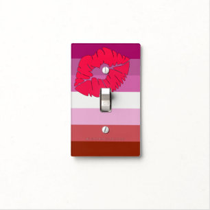 SlipperyJoe lipstick lesbian pride flag feminine c Light Switch Cover