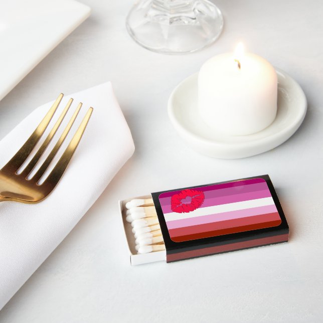 SlipperyJoe lipstick lesbian pride flag feminine c Matchboxes (Insitu)