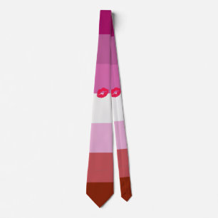 SlipperyJoe lipstick lesbian pride flag feminine c Neck Tie